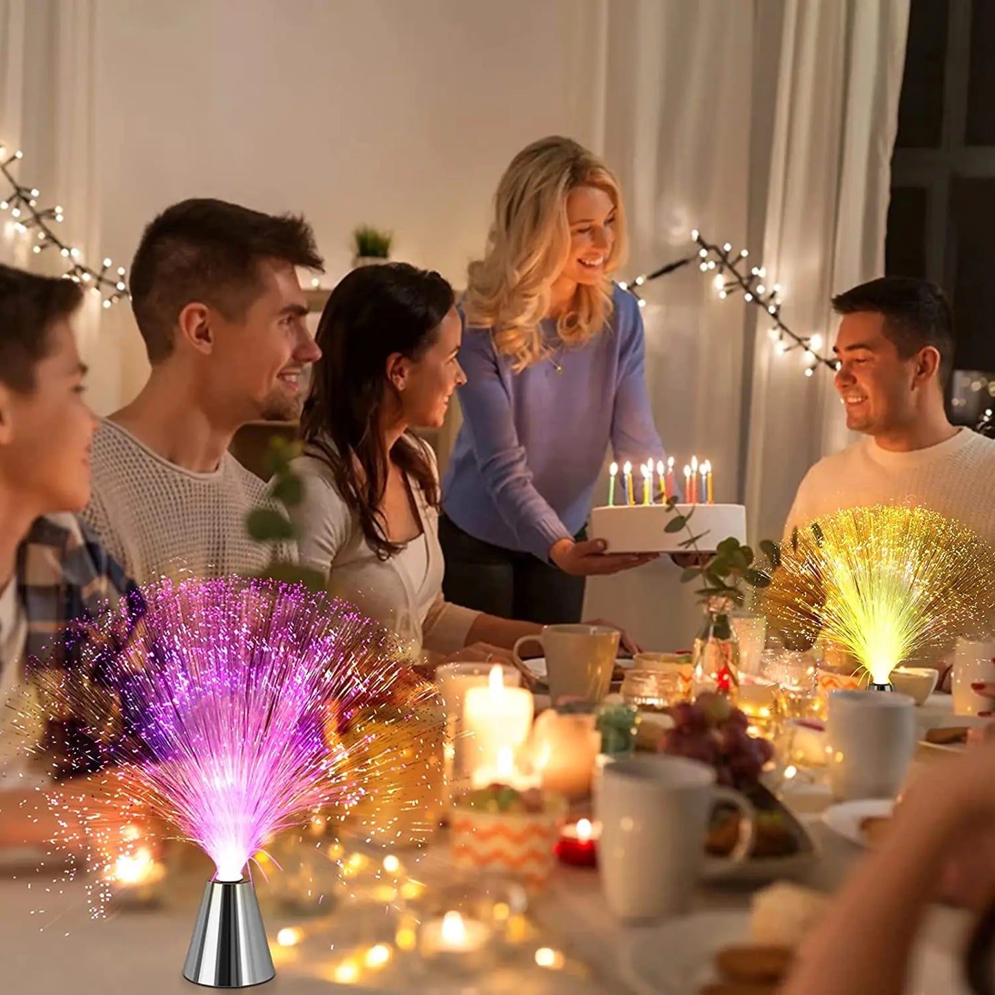 Colorful Fiber Optic Heart Lamp